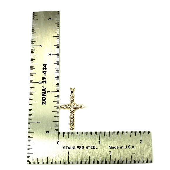 14K Yellow Gold and Diamond Cross Pendant #20405 - Picture 5 of 7